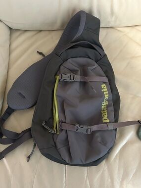 Patagonia Gray and Lime Atom Sling Bag